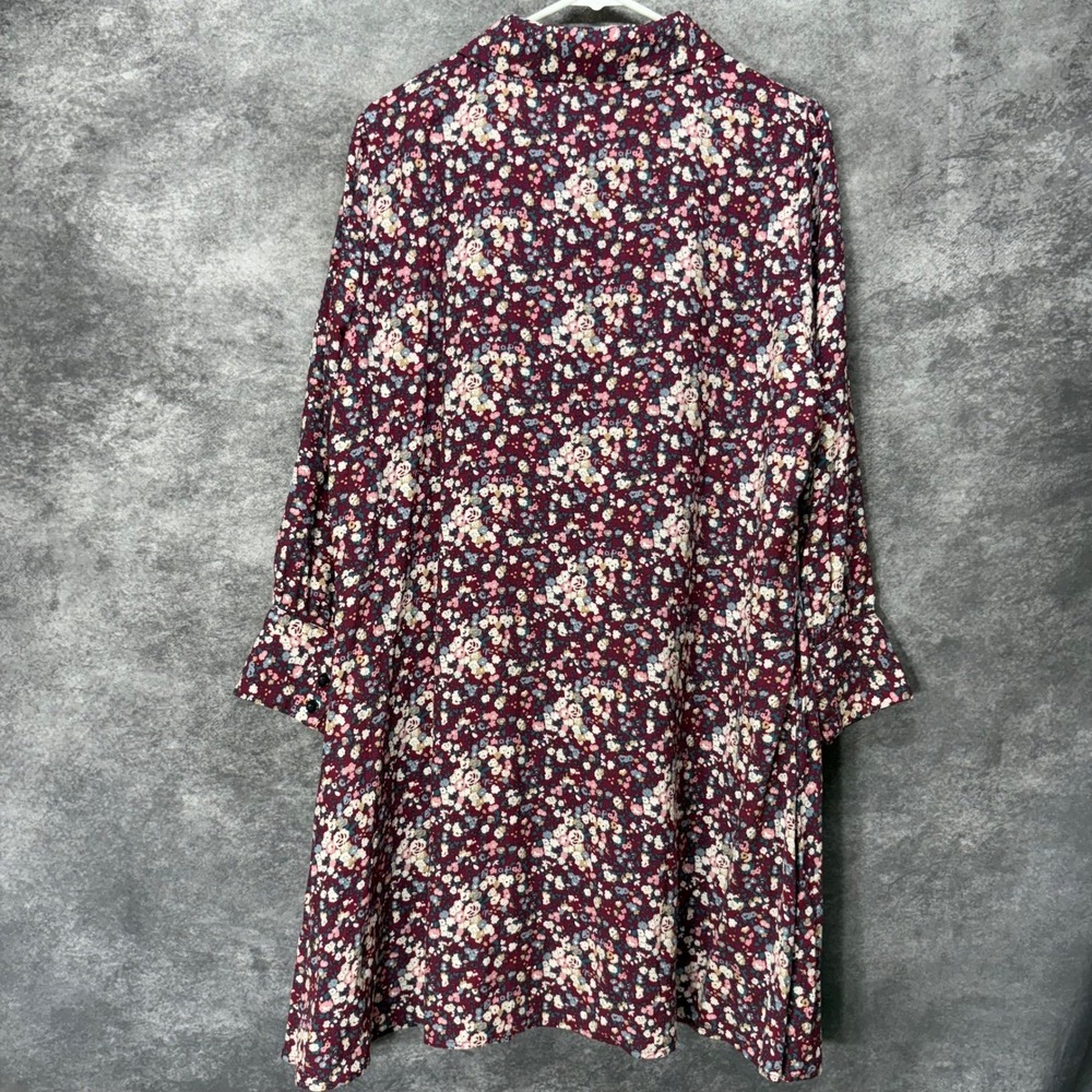 Natural Life Twiggy Mini Shirt Dress Size XL Burgundy Ditsy Floral 3/4 Sleeve - Picture 5 of 12